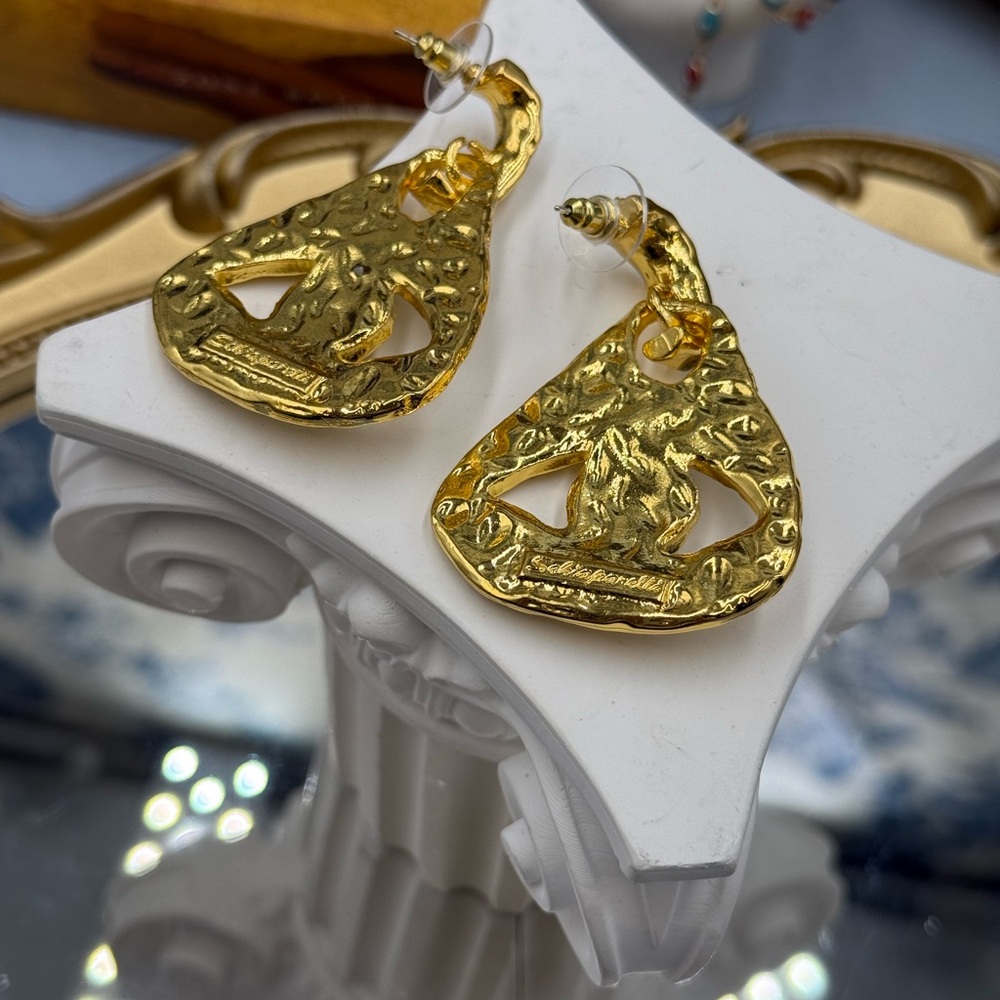 🆕 SCHIAPARELLI for V&A Museum 🧿 Electric Gold Rhinestones Eye Earrings - Picture 7 of 15